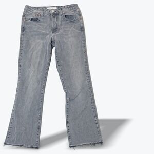 TRAVE Colette Kick Flare Jeans Grey Wash Size 27 Distressed Raw Hem‎